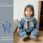 【66-90cm】ロンパース ベビー ショール付き デニム - 画像 (2)