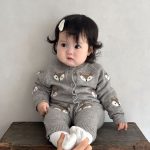 【66-100cm】オールインワン ベビー キツネ柄 セーター - 画像 (2)