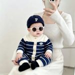 【66-90cm】ロンパース ベビー 暖かい ドッグ ボーダー - 画像 (10)
