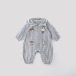 【66-90cm】ロンパース ベビー 帽子付き チェック - 画像 (7)