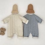 【66-90cm】ロンパース ベビー くま刺繍 中綿 防寒 - 画像 (7)