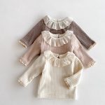 【66-100cm】Ｔシャツ ベビー フリル襟 暖かい リブ - 画像 (3)