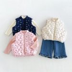 【80-130cm】ベスト 女の子 フラワー柄 暖かい - 画像 (12)