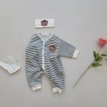 【66-90cm】オールインワン ベビー クマ柄 ボーダー - 画像 (4)