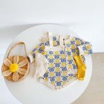 【66-100cm】カーディガンorロンパース ベビー ひまわり柄 ニット - 画像 (5)
