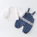 【66-90cm】サロペット＆ブラウス ベビー デニム ドット - 画像 (6)