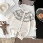 【66-100cm】ロンパース ベビー レトロ 長袖 暖かい - 画像 (3)
