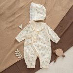 【59-80cm】ロンパース ベビー フラワー柄 柔らか
