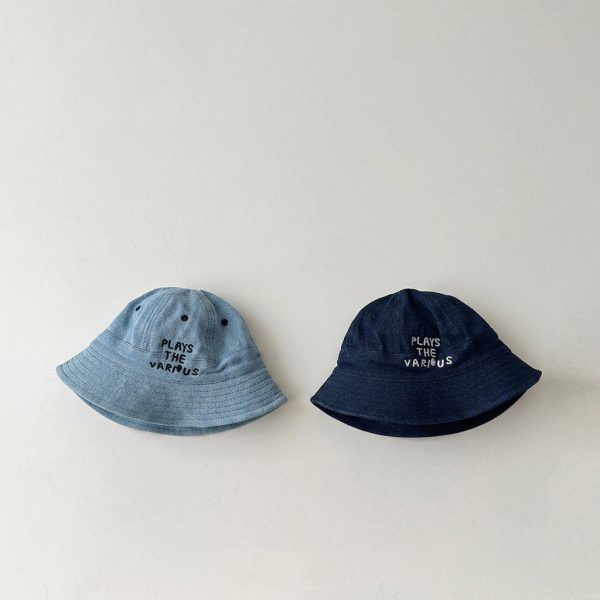 【GOODS】 デニムバケットハット ベビー 英字プリント 薄手 日よけ