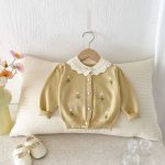 【66-100cm】カーディガン ベビー フラワー セーター