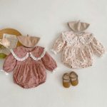 【66-90cm】ロンパース ベビー 可愛い 花柄