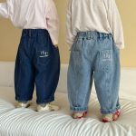 【80-150cm】ロングパンツ キッズ デニム カーブシルエット