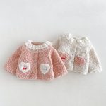 【80-130cm】アウター 女の子 フリル襟 ハート