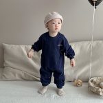 【66-90cm】長袖ロンパース ベビー お出かけ用 シンプル
