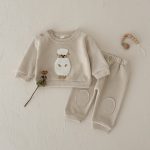 【66-100cm】スウェット＋パンツ 2点セット ベビー ひつじ刺繍