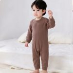 【66-90cm】長袖カバーオール ベビー コットン 無地 - 画像 (8)