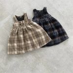 【73-100cm】ワンピース ベビー レトロ チェック