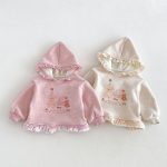 【80-130cm】トップス 女の子 帽子付き クマプリント