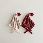 【GOODS】ニット帽 ベビー ボーダー柄星モチーフ 耳あて付き 厚手 防寒 - 画像 (7)