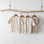 【66-90cm】長袖ロンパース ベビー ワッフル ナチュラル