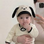 【GOODS】帽子 ベビー 韓国風 小犬モチーフ 耳あて付き 防寒