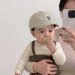 【GOODS】ベレー帽 ベビー ボーダー柄 英字刺繍 男女兼用 韓国風 - 画像 (3)