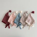 【GOODS】ニット帽 ベビー ボーダー柄星モチーフ 耳あて付き 厚手 防寒