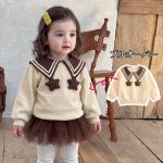 【73-100cm】プルオーバーorスカートパンツ 女の子 丸襟 星柄 チュール