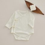 【52-80cm】ロンパース ベビー 無地 ジャカード - 画像 (2)