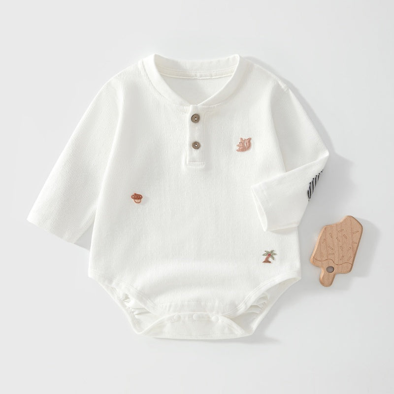 SKU-01_2f87668f-7323-4fb6-8f6f-e27a3c6a50d3.jpg 【66-90cm】ロンパース ベビー 刺繍 ひじ当て - 画像 (1)