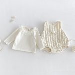 【66-90cm】ロンパース orトップス ベビー フラワー チュール襟 - 画像 (5)