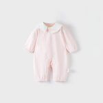【66-90cm】カバーオール ベビー ラウンドネック ジャカード