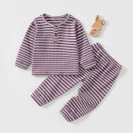 【73-110cm】セットアップ ベビー ボーダーリブ 快適 - 画像 (4)