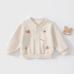 【80-120cm】ジャケット 女の子 ワッフル 刺繍 ベースボール - 画像 (3)
