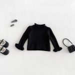 【73-100cm】トップスorワンピース 厚手ドット フリル襟 - 画像 (6)