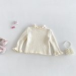 【73-100cm】トップスorワンピース ベビー 裏起毛 フリル襟 - 画像 (4)