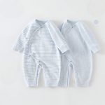【52-66cm】カバーオール 2点セット ベビー 無地＆ボーダー - 画像 (4)
