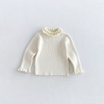 【80-130cm】ワンピースorニット 女の子 ドット 裏起毛 フリル襟 - 画像 (6)