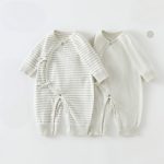 【52-66cm】カバーオール 2点セット ベビー 無地＆ボーダー - 画像 (5)