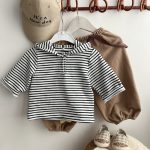 【73-100cm】長袖Tシャツorサロペット ベビー ボーダー柄 カジュアル - 画像 (6)