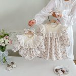 【66-130cm】 ロンパースorワンピース 女の子 姉妹服 プリンセス 総柄 - 画像 (9)