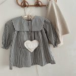 【90-140cm】ワンピース 女の子 ストライプ 襟付き ポケット付き - 画像 (5)