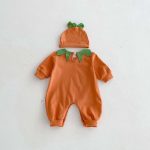 【66-90cm】オールインワン＆帽子 ベビー かぼちゃ ハロウィン - 画像 (7)