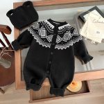 【66-100cm】ロンパース ベビー レトロ 長袖 暖かい - 画像 (6)