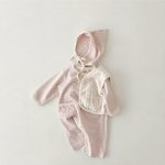 【66-90cm】オールインワンor帽子 ベビー 長袖ボーダー柄 ポケット - 画像 (5)