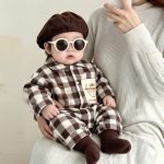 【66-90cm】オールインワン ベビー チェック 折り襟 - 画像 (3)