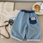 【80-130cm】ワイドパンツ 男の子 ストライプ デニム ゆったり - 画像 (3)