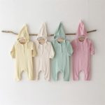 【66-90cm】オールインワン ベビー 無地 長袖 - 画像 (2)