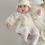 【66-90cm】ロンパース ベビー クリーム花 プリンセス - 画像 (4)