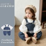 【66-90cm】サロペット＆ブラウス ベビー デニム ドット - 画像 (3)